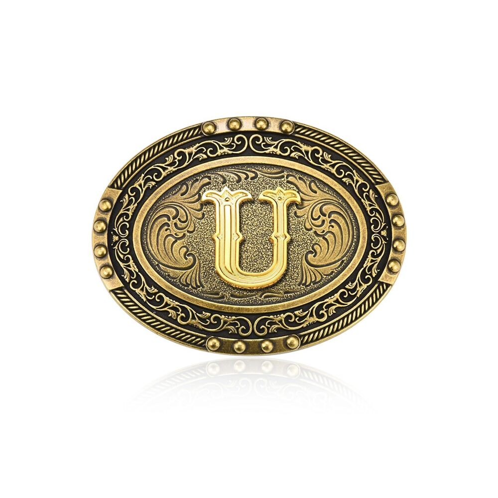 5036 Western Cowboy Initial Letter ABC to XYZ Belt Buckle, Antique Capital